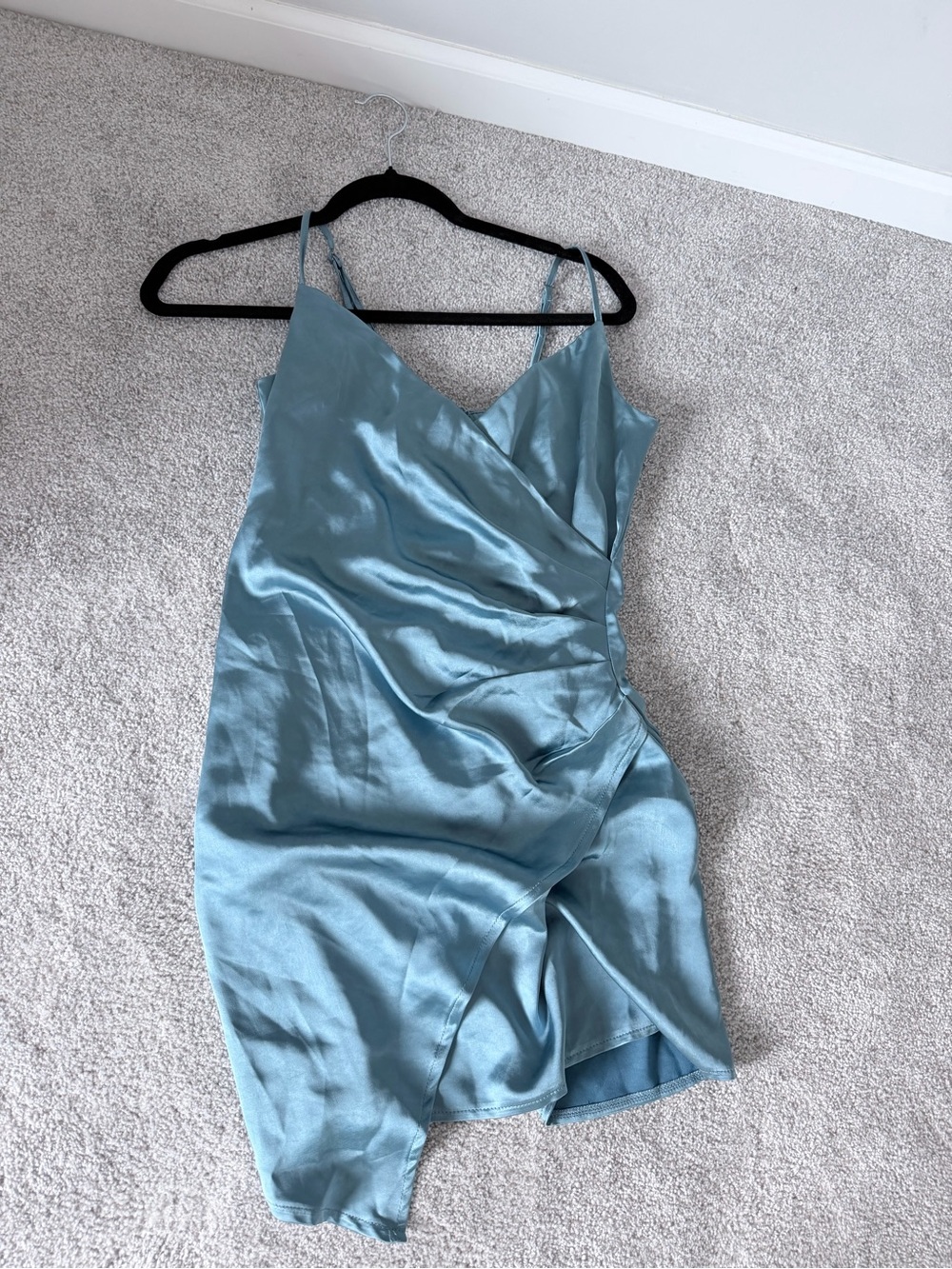 Club L London Satin Slip Dress in Sky Blue